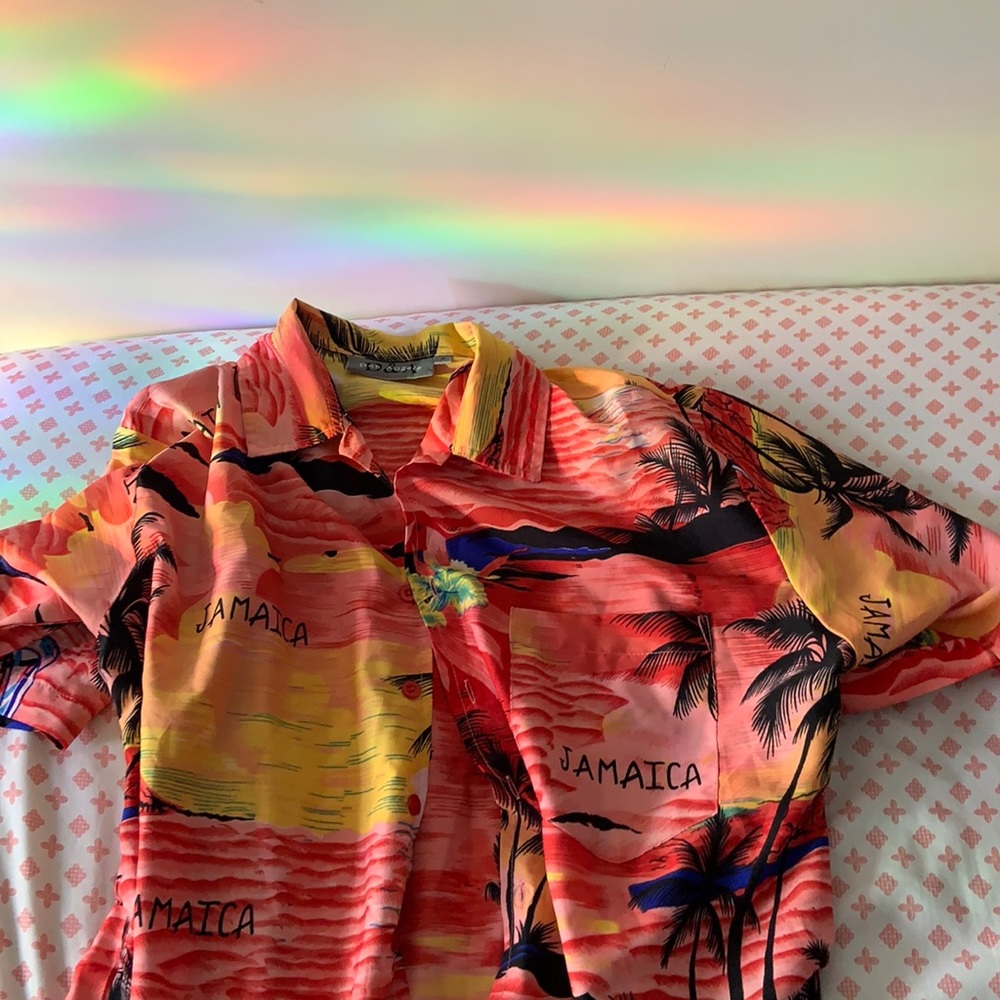 Vibrant Jamaican button down purchased in Jamaica